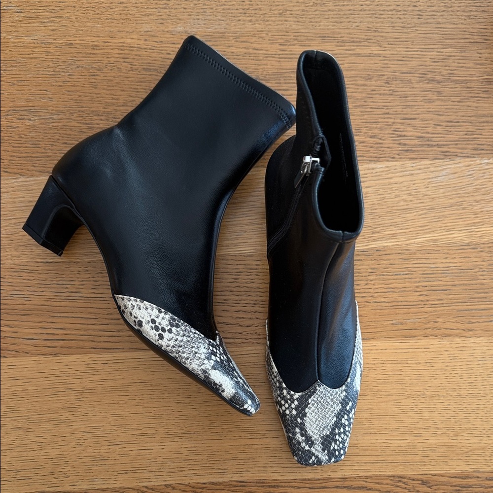 Steve Madden Black and Snake Print Ankle Boots